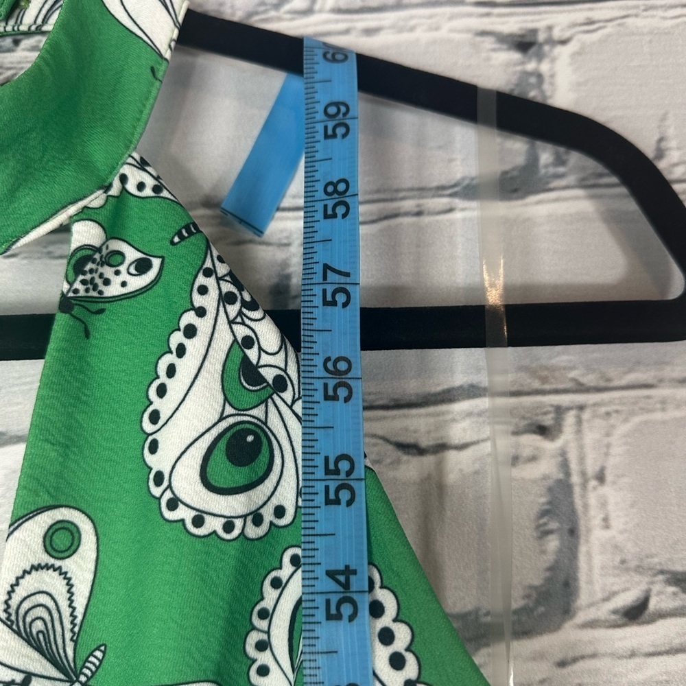 Unique Vintage Smak Parlour Butterfly Halter Flare Jumpsuit Green Medium 6/8 70s - Picture 10 of 13
